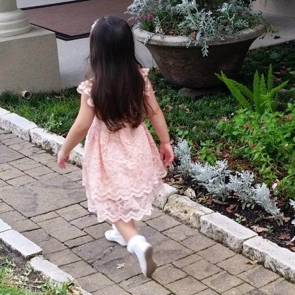 Zunie Toddler Lace Dress in Peach - Picture 7 of 7